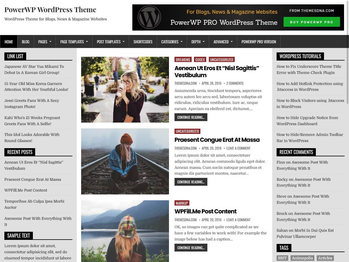 PowerWP WordPress Theme - Free Version