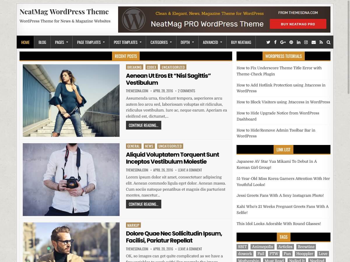 NeatMag WordPress Theme - Free Version