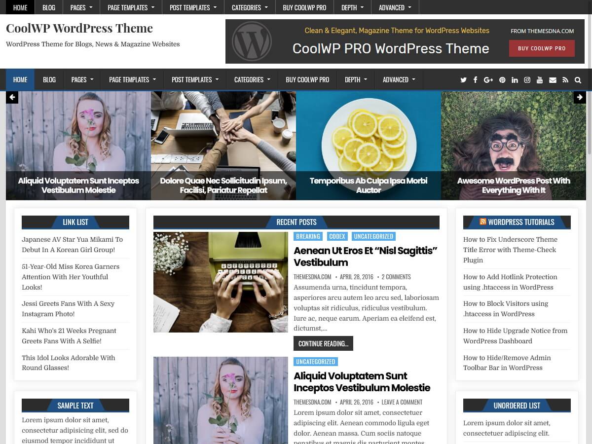 CoolWP WordPress Theme - Free Version