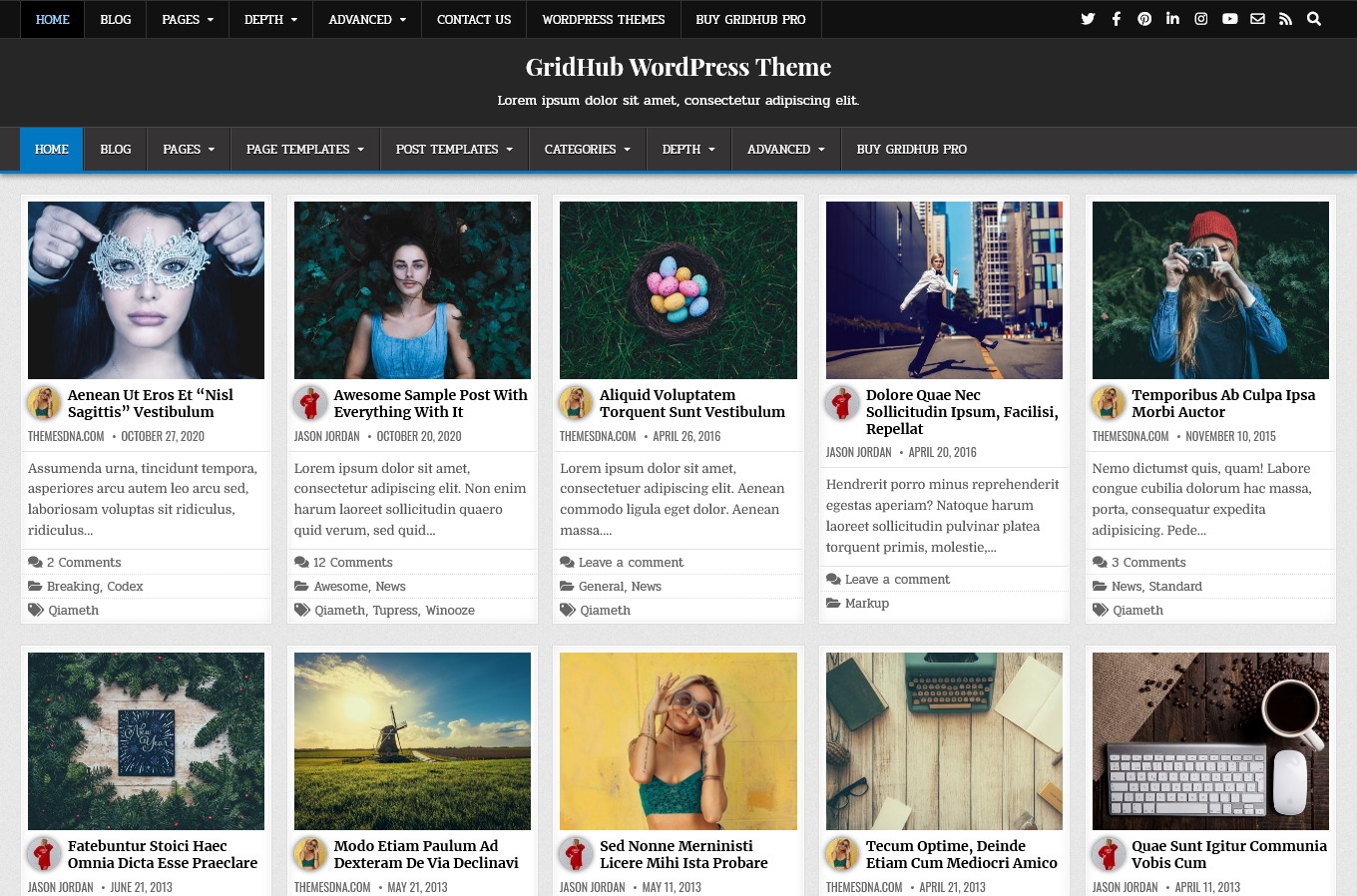 GridHub - Blog Grid WordPress Theme | ThemesDNA.com